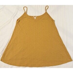 Vintage Y2K Silence Noise Mustard Yellow Tank Top Small Boho Hippie USA Made